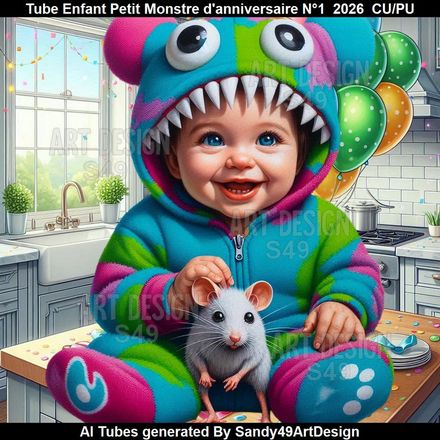 Tube Enfant Petit Monstre d'anniversaire N°1  2026