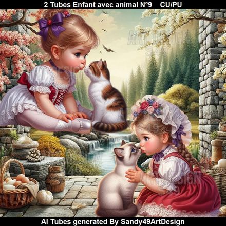 2 Tubes Enfant avec animal N°9