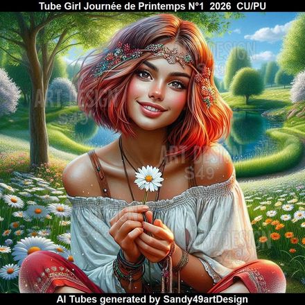 Tube Girl Journée de Printemps N°1  2026