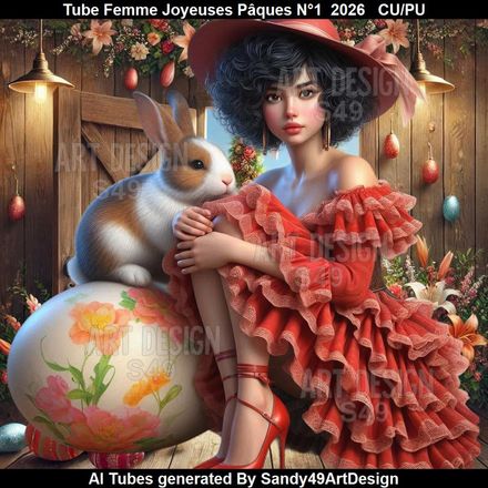 Tube Femme Joyeuses Pâques N°1  2026