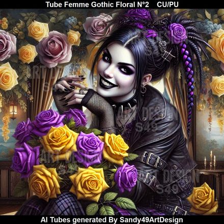 Tube Femme Gothic Floral N°2