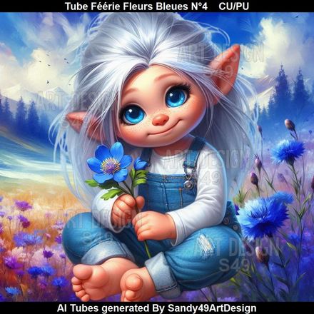 Tube Féérie Fleurs Bleues N°4