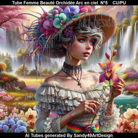 Tube Femme Beauté Orchidée Arc en ciel N°5