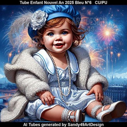 Tube Enfant Nouvel An 2025 Bleu N°6