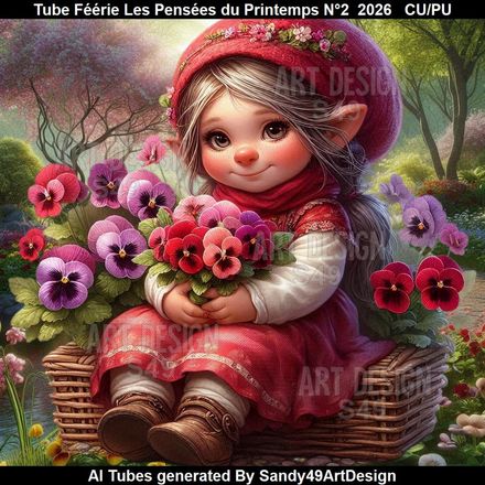 Tube Féérie Les Pensées du Printemps N°2  2026