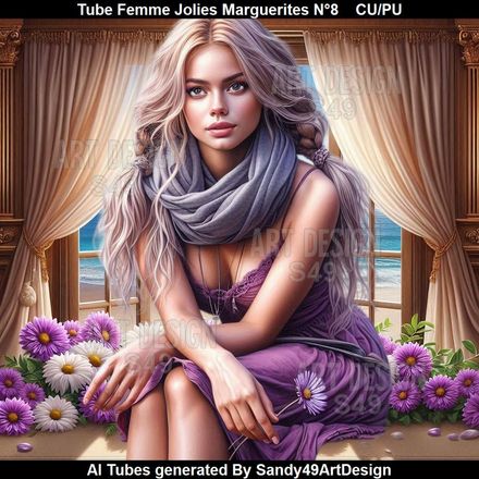 Tube Femme Jolies Marguerites N°8