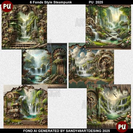 Pack 6 Fonds Style Steampunk  2025