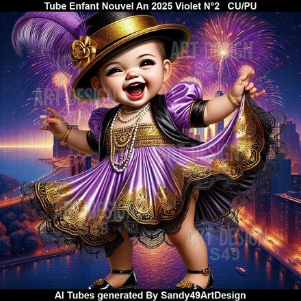 Tube Enfant Nouvel An 2025 Violet N°2