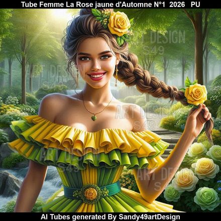 Tube Femme La Rose jaune d'Automne N°1  2026