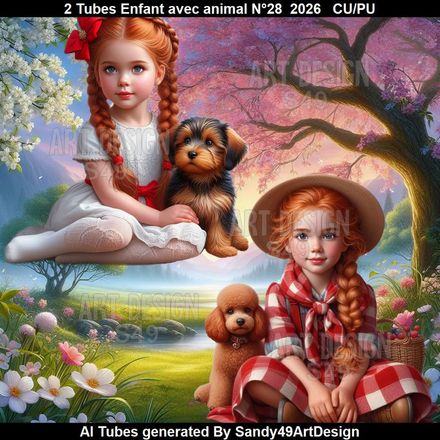 2 Tubes Enfant avec animal N°28  2026