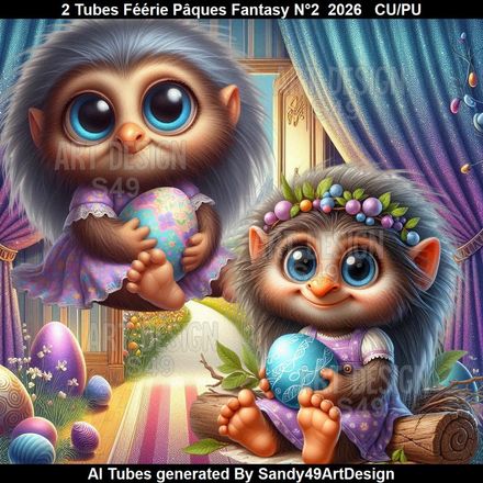 2 Tubes Féérie Pâques Fantasy N°2  2026
