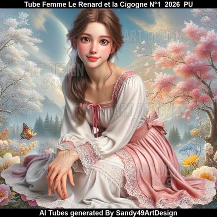 Tube Femme Le Renard et la Cigogne N°1  2026