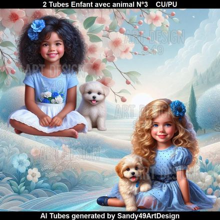 2 Tubes Enfant avec animal N°3