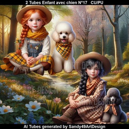 2 Tubes Enfant avec animal N°17