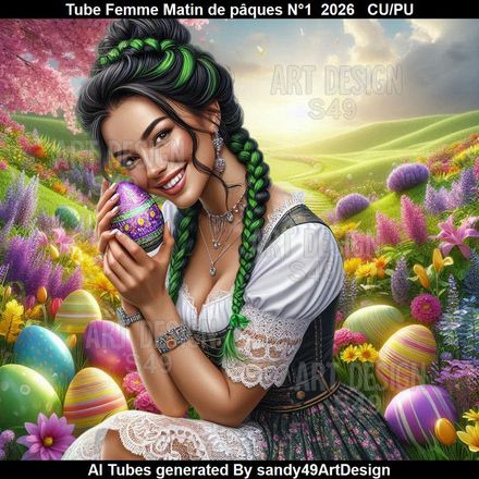 Tube Femme Matin de Pâques N°1  2026