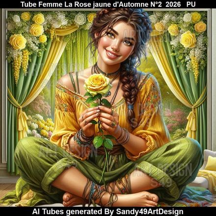 Tube Femme La Rose jaune d'Automne N°2  2026
