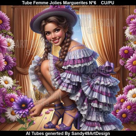 Tube Femme Jolies Marguerites N°6