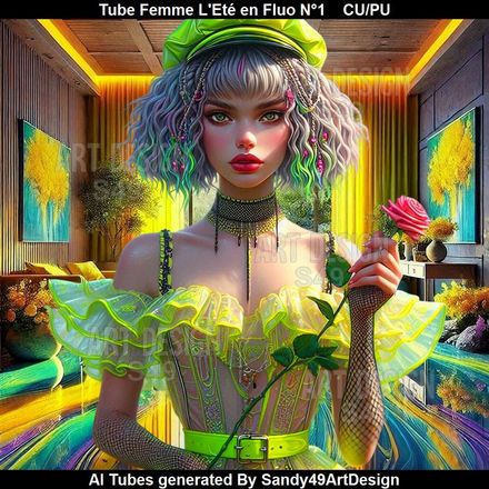 Tube Femme L&#x27;Eté en Fluo N°1