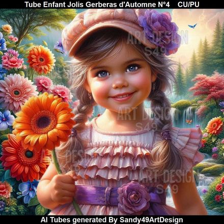 Tube Enfant Joli Gerberas d&#x27;Automne N°4