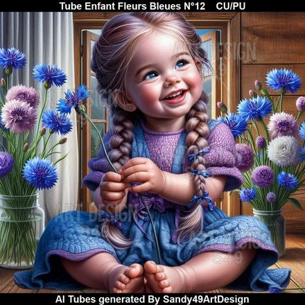Tube Enfant Fleurs Bleues N°12