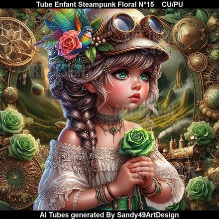 Tube Enfant Steampunk Floral N°15