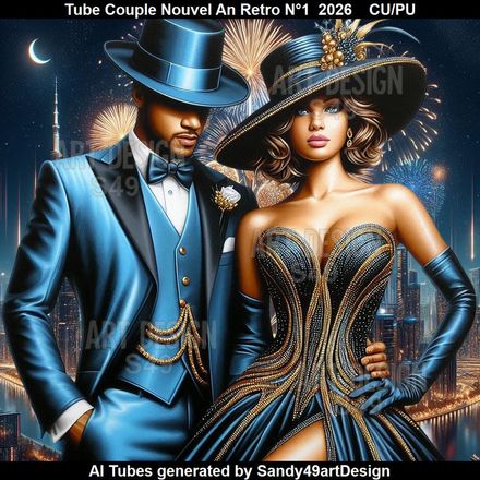 Tube Couple Nouvel An Rétro N°1  2026
