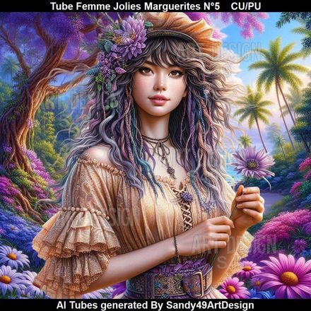 Tube Femme Jolies Marguerites N°5