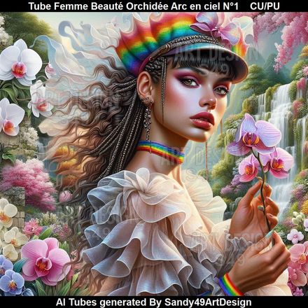 Tube Femme Beauté Orchidée Arc en ciel N°1