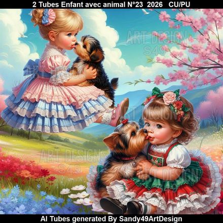 2 Tubes Enfant avec animal N°23  2026