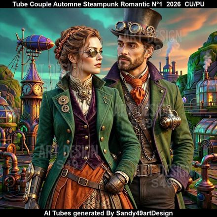 Tube Couple Automne Steampunk Romantic N°1  2026