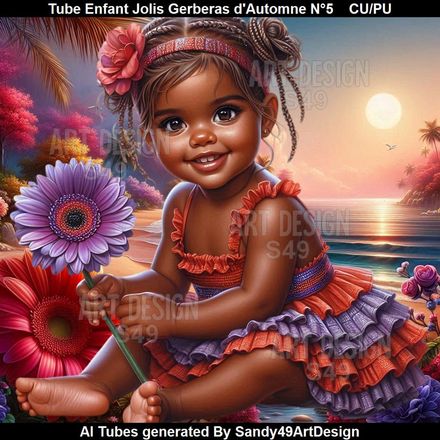 Tube Enfant Joli Gerberas d&#x27;Automne N°5