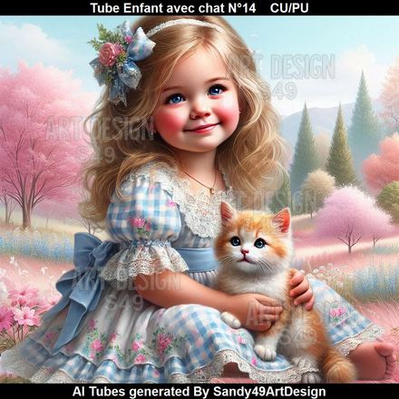Tube Enfant avec chat N°14