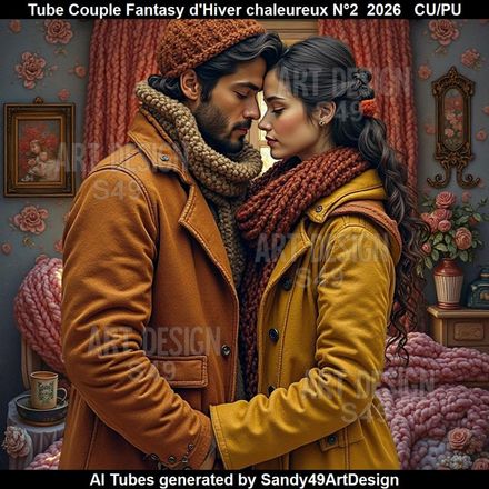 Tube Couple Fantasy d'Hiver Chaleureux N°2  2026