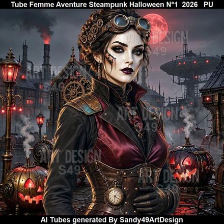 Tube Femme Aventure Steampunk Halloween N°1  2026