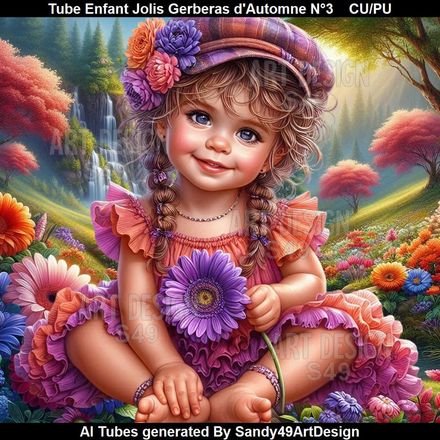 Tube Enfant Joli Gerberas d&#x27;Automne N°3