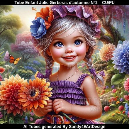 Tube Enfant Joli Gerberas d&#x27;Automne N°2