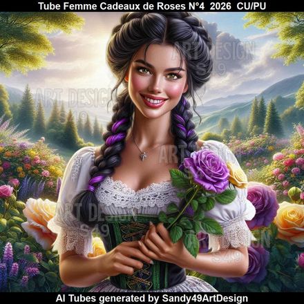 Tube Femme Cadeaux de Roses N°4  2026