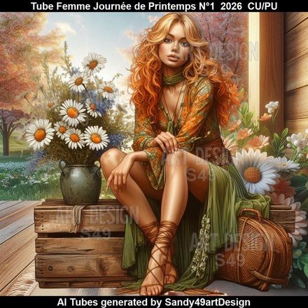 Tube Femme Journée de Printemps N°1  2026
