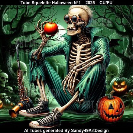 Tube Squelette Halloween N°1    2025