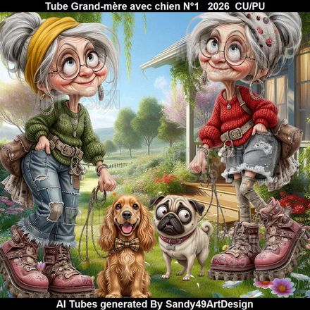 2 Tubes Grand-mère avec chien N°1  2026