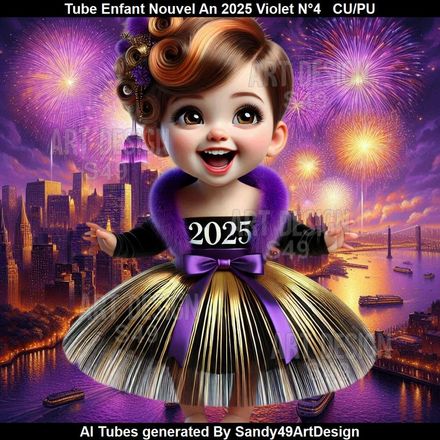 Tube Enfant Nouvel An 2025 Violet N°4