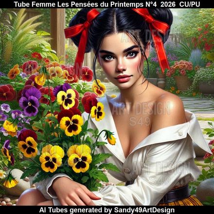Tube Femme Les Pensées du Printemps N°4  2026