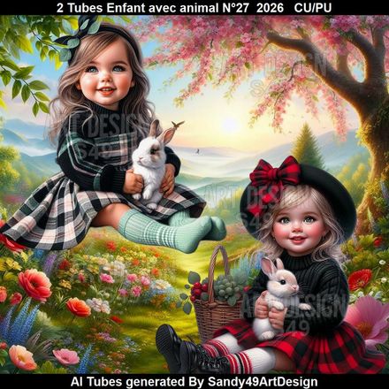 2 Tubes Enfant avec animal N°27  2026