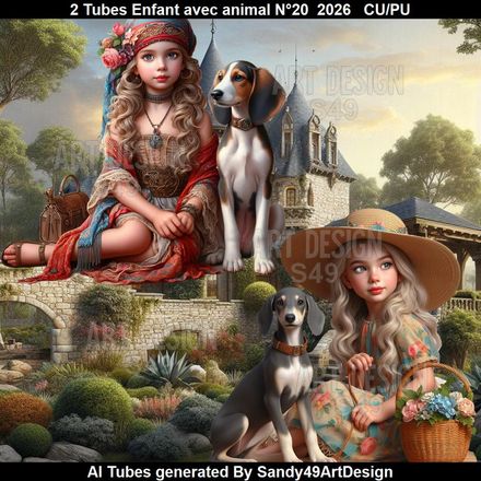 2 Tubes Enfant avec animal N°20  2026