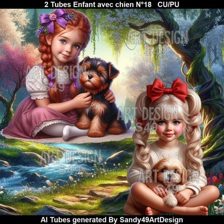 2 Tubes Enfant avec animal N°18