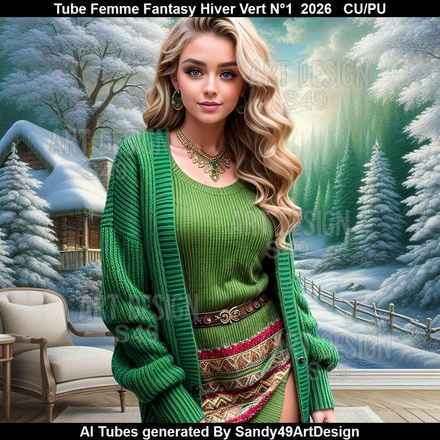 Tube Femme Fantasy Hiver vert N°1  2026
