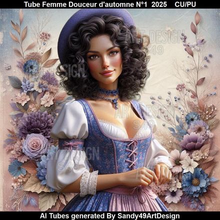 Tube Femme Douceur d&#x27;automne N°1   2025