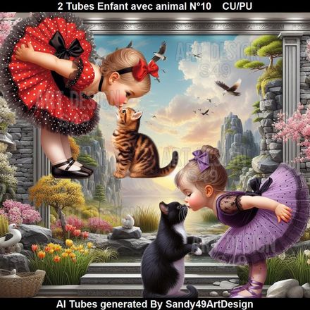 2 Tubes Enfant avec animal N°10