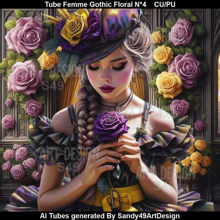 Tube Femme Gothic Floral N°4