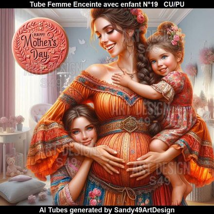 Tube Femme Enceinte avec enfant N°19